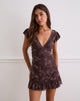 Imagen de Motarika Mini Vestido en Doodle Flower Flock Marrón