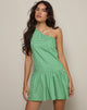 Imagen de Munasa Mini Vestido con un hombro en Mini Gingham Verde