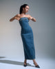 Imagen de Atun Denim Bandeau Maxi Dress in Brown Blue Acid Wash