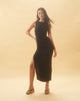 Imagen de Minyo Racer Neck Maxi Dress in Crinkle Black