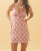 Imagen de Cecan Mini Vestido en Batik Bohemio Granate Melocotón