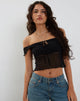 Imagen de Nabil Top Bardot de Malla Negro