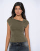 Imagen de Nadja Gathered Neck Top in Cupro Khaki