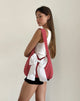 Imagen del bolso Nagi de guinga roja con lazo blanco