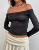 Imagen de Nagita Slinky Top Bardot de Manga Larga en Negro