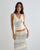 Imagen de Natcha Chaleco Crema con Rayas Azules y Grises