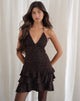 Imagen de Nenita Minivestido de cuello redondo en jaguar marrón oversize