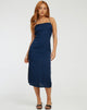 Imagen del vestido Nosita Midi Dress in Satin Cheetah Navy
