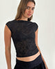 Imagen de Nova Top en malla de flores Negro