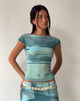 Imagen de MOTEL X JACQUIE Nova Top en Malla Verde y Azul Pincel Abstracto