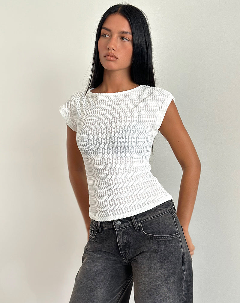 Nova Top en blanco texturizado