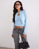 Imagen de Nuha Ribbed Cropped Cardigan en azul