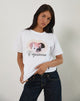 Imagen de Oversize Basic Tee in White with Capricorn Motel Pet Print