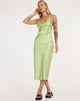 imagen de Palasha Midi Dress in Satin Lime Green
