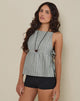 Imagen de Palsi Tie Side Sleeveless Top in Green and White