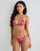 Imagen de la braguita de bikini Lentra en rojo cebra con abalorios