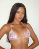 Imagen del sujetador de bikini Pami en tartán rosa pastel con ribete de piquots