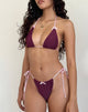 Imagen de Leyna Braga de bikini con lazo en color vino con ribete rosa Sakura