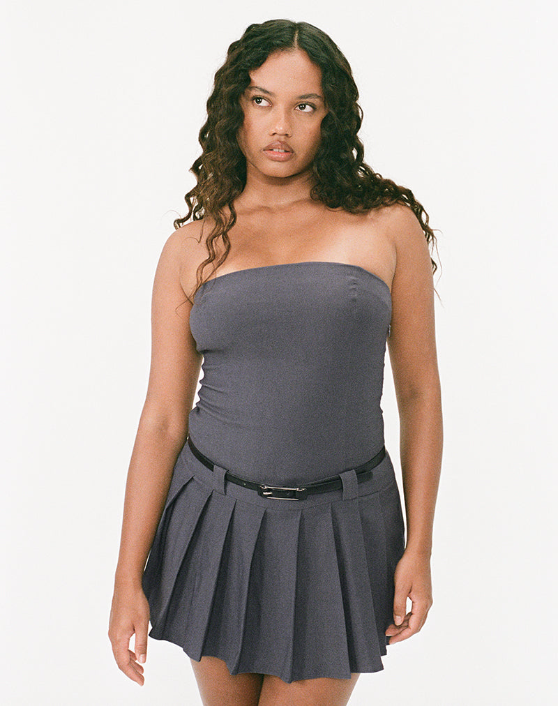 Mini Vestido Bandeau Payoda Gris Oscuro