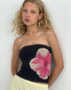 Imagen de Peggy Bandeau Top en Acuarela Floral Negro y Rosa