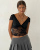 Imagen de Prili Top con cuello redondo de encaje Negro