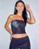 imagen de Shae Mesh Bandeu Top en Flor Azul Marino