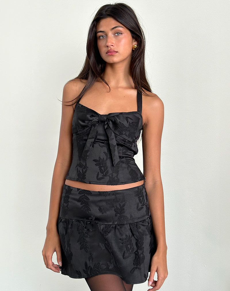 Raffita Minifalda en Satén Jacquard Negro