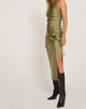 imagen de Raybu Ruched Midi Dress in Satin Olive
