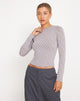 Imagen de Natari Crop Top de manga larga a cuadros Gris
