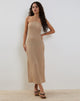 Imagen del vestido Emersyn Waffle Knit Halterneck Midi Dress in Oat