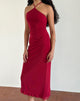 Imagen de Ribka Vestido Midi Cuello Haltern en Malla Cereza