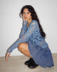 Imagen de Ripu Top Floral de Crochet de Manga Larga en Azul Medianoche