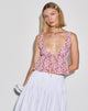 Imagen de Rolia Tie Front Top in Ditsy Floral Blush Red