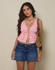 Imagen de Rolia Tie Front Top in Tile Flower Pink