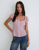 Imagen de Rolina Blusa de gasa a rayas rosa y burdeos