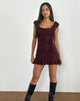 Imagen del minivestido Rolita en Ditsy Flock Burnt Maroon