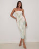 Imagen de Rosbandi Vestido Bandeau Midi en Azul Flor Pintado Abstracto