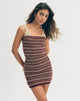 Imagen de Rosbina Bandeau Mini Dress in Shimmer Stripe Knit Rust