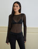 Imagen de Saezuru Top en Chiffon Plisse Shimmer Negro