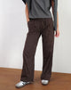 Imagen de Wasic Pantalones anchos de lino en color caoba raya lápiz