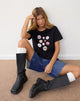 Imagen de Saki Tee in Black with Badges Graphic