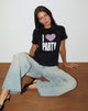 Imagen de Saki Tee in Black I Love Party Print