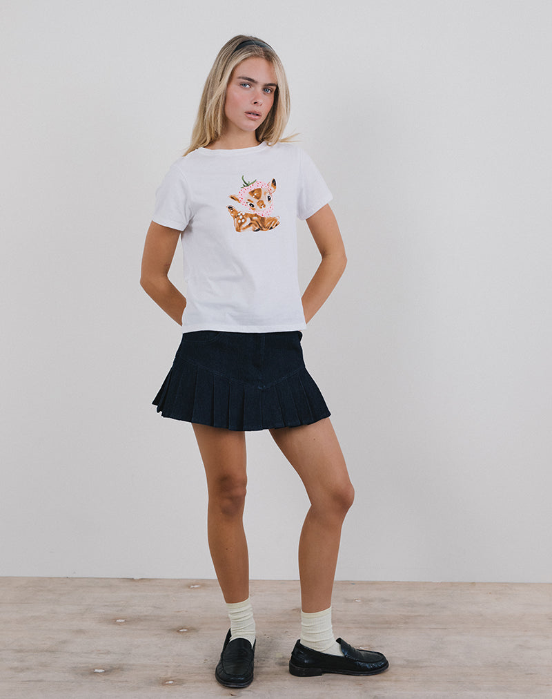 Camiseta Saki blanca con estampado de ciervo bebé