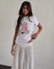 Imagen de Saki Tee in White with Pink Cowboy Boot Print