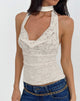 Imagen de Samwell Top Cuello Haltern en Paisley Encaje Marfil