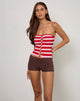 Imagen de Sarella Bandeau Top de rayas rojas y rosas