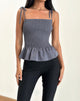 Imagen de Seora Tie Shoulder Shirred Top en Gris