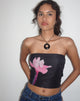 Imagen de Shae Bandeau Top Negro con Flor Rosa