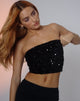 imagen de Shae Bandeau Top en Mini Sequin Negro