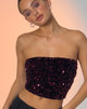 imagen de Shae Bandeau Top en Mini Sequin Borgoña